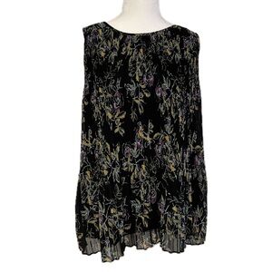 Halogen, Pleated Floral Sleeveless Top , Size M